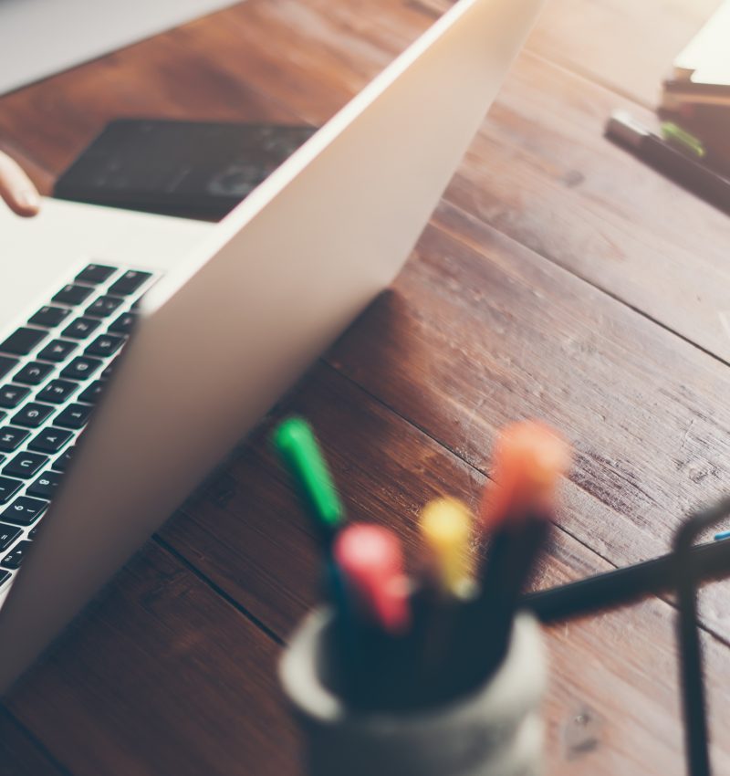 Male hands with laptop